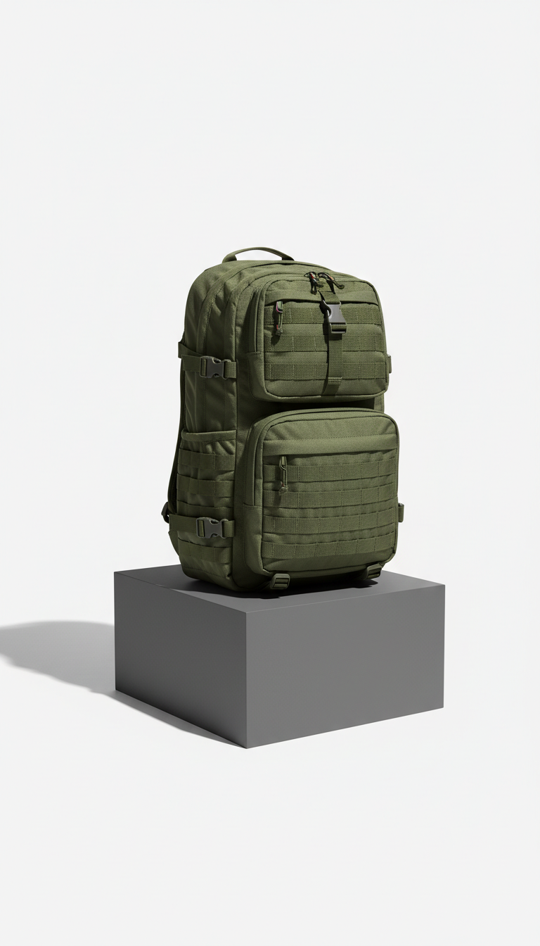 Commando green utility backpack with modular pockets